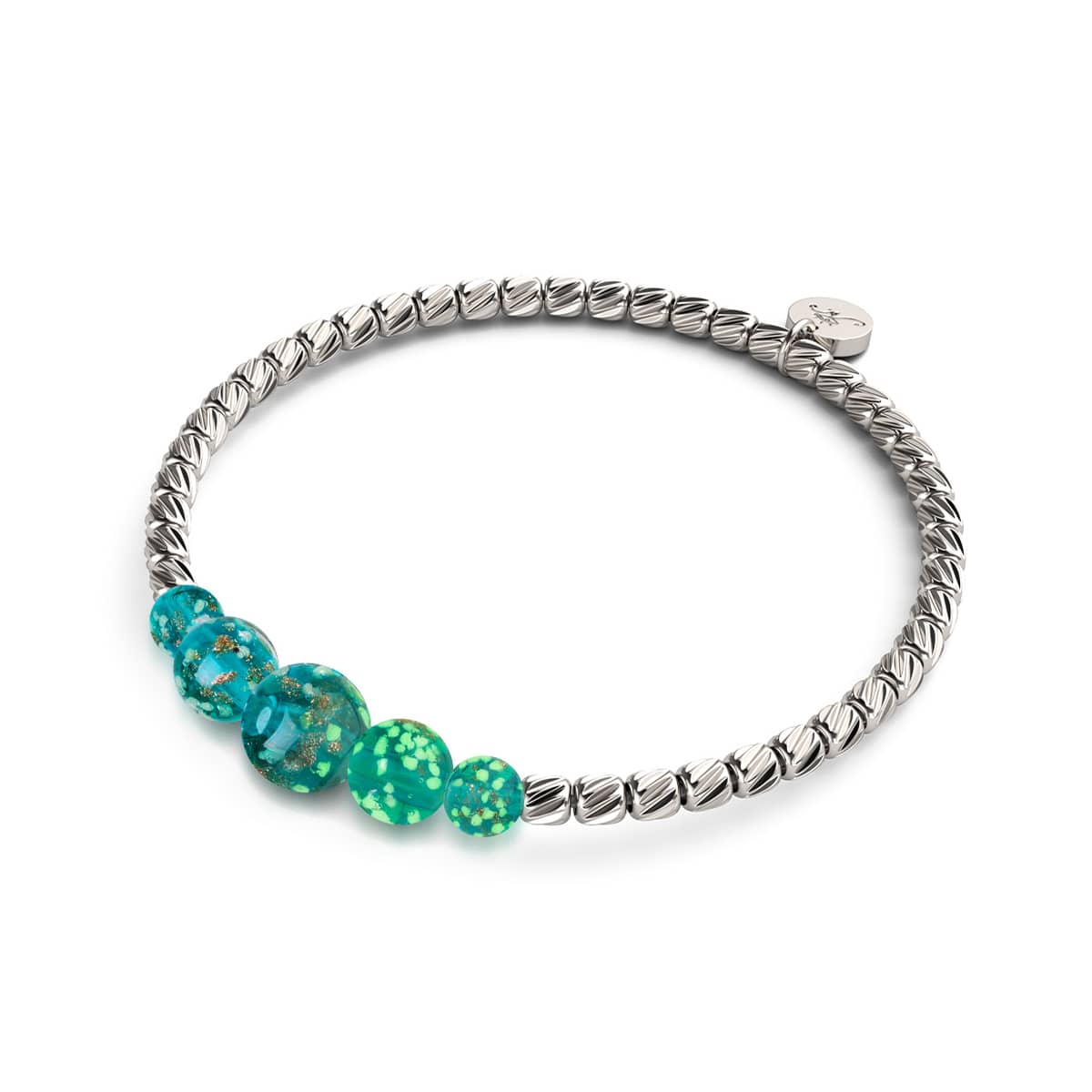 Blaugrün | Silber | Firefly Glas Kaskadenarmband